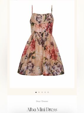 Cara Cara Beige Floral Spaghetti-Strap Mini Dress